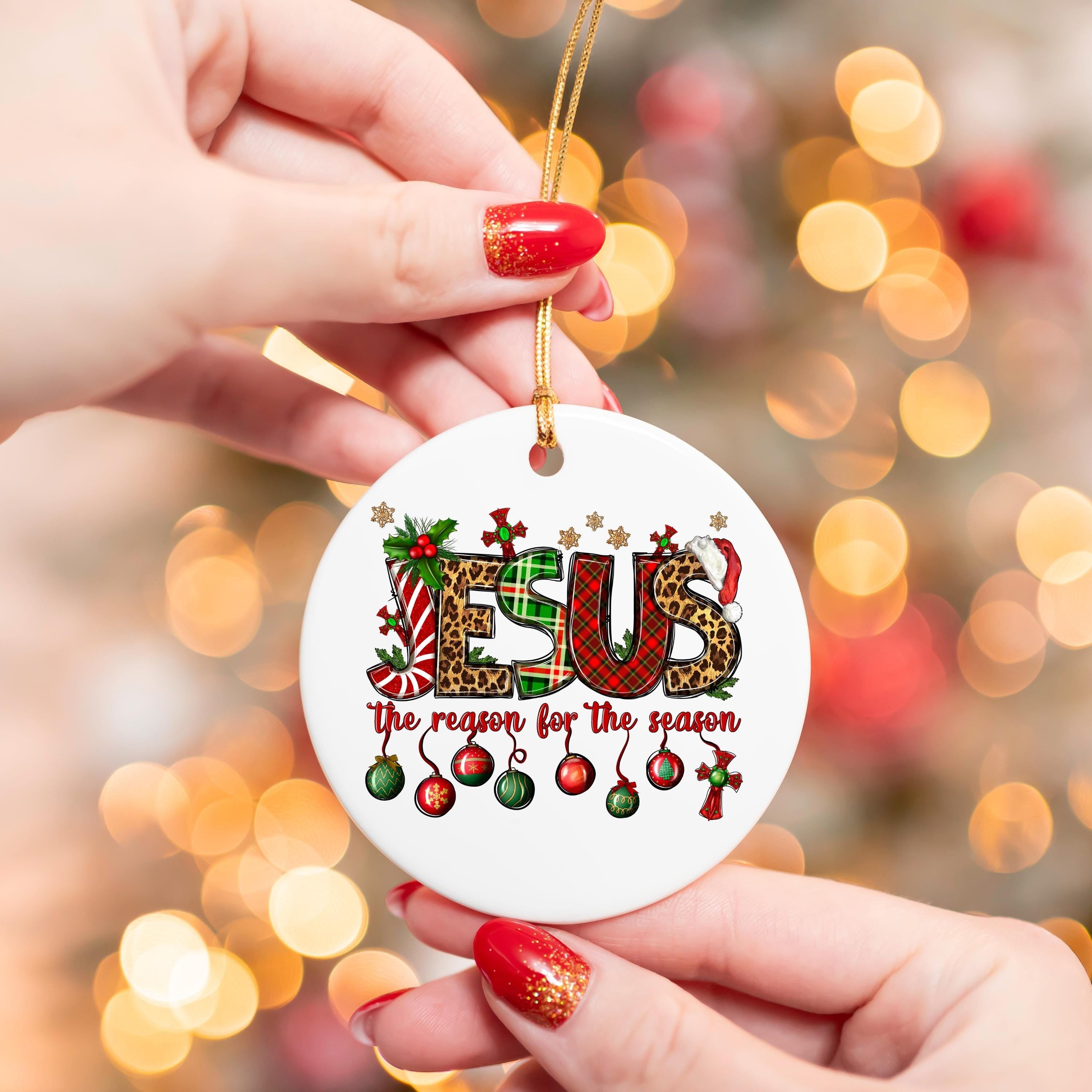 Jesus The Reason For The Season Christmas Ornament, Christian Ornament, Religious Ornament, Christian Christmas Ceramic Ornament DCLAF02